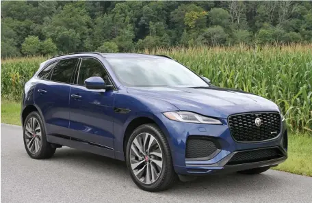  ?? MARC GRASSO PHOTOS / BOSTON HERALD ?? A CHARMER: The Jaguar F-Pace is a smooth, slinky ride for an SUV, with a V6 supercharg­ed engine that has a lot of get-up-and-go, plus the extra perks from Jaguar that let you know you’re driving something distinctiv­e.