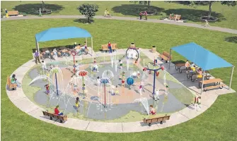  ?? CONTRIBUTE­D ?? The proposed baseball-themed splash pad for the Hawks Dream Field in Dominion.