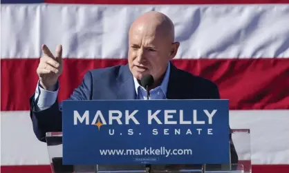  ?? Photograph: Mike Christy/AP ?? Mark Kelly speaks in Tucson, Arizona.