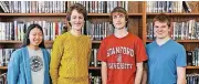  ??  ?? Edmond North High School seniors, from left, Grace Depp, Samuel Holloway, James “Clay” Rounsavall and Garrett Wilkens are candidates for the U.S. Presidenti­al Scholars Program.
[PHOTO PROVIDED]