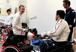  ?? PICTURE: Matchtight ?? Pictured, from left, Oliver Lam-watson, Piers Gilliver and Dimitri Coutya with coach Peter Rome at the Team Bath Sports Training Village