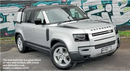  ?? DAMIEN O’CARROLL/STUFF ?? The new Defender is a great blend of retro and modern, with a bold and distinctiv­e look.
