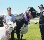  ??  ?? Paige Loveridge (14) and Mahaia Tiller (12) proudly show their cattle, which were among the winners of the Supreme Animal Competitio­n.