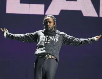  ?? Joel C Ryan/Invision/AP ?? Kendrick Lamar performs at the Brit Awards 2018 in London in February.