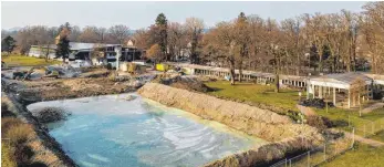  ?? FOTO: CHRISTIAN FLEMMING ?? Die Abrissarbe­iten im Eichwald in Lindau schreiten voran. Im Sommer soll dort der Neubau der Therme beginnen, wie der Stadtrat bekräftigt hat.