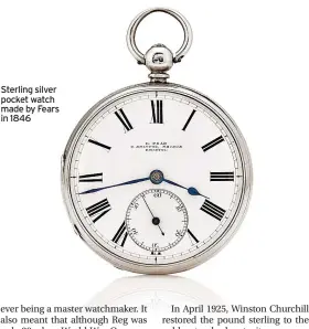  ?? ?? Sterling silver pocket watch made by Fears in 1846