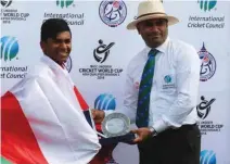  ?? – Supplied Photo ?? TOP PERFORMER: Amanpreet Singh receiving Man of the match award.