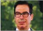  ?? ANNA MONEYMAKER — NYT ?? Treasury Secretary Steve Mnuchin was a key player in selecting the Postal Service board members who hired Louis DeJoy as the new postmaster general