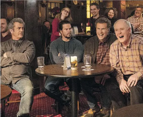  ?? PARAMOUNT PICTURES ?? Mel Gibson, left, Mark Wahlberg, Will Ferrell and John Lithgow star in Daddy’s Home 2, an agonizingl­y unfunny sequel.