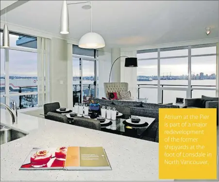  ??  ?? Suites at the Atrium developmen­t feature south- facing views to downtown Vancouver.