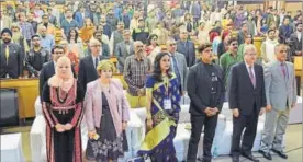  ??  ?? People standing up for the National Anthem at the recently-concluded Delhi Internatio­nal Film Festival