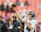  ?? ALEX BRANDON/AP ?? Falcons quarterbac­k Desmond Ridder throws the ball before a game against the Commanders on Nov. 27.