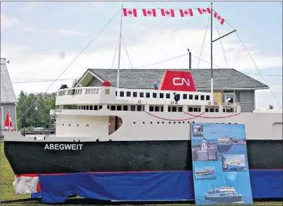  ?? DESIREE ANSTEY/JOURNAL PIONEER ?? A replica of the Abegweit ferry was positioned across the road from the Bedeque Historical Museum on opening day. For 80 years, the ferry was the principle means of transport to and from the mainland for Islanders.