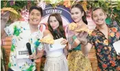  ??  ?? Yassi Pressman and Bela Padilla with Robi Domingo and JC Santos