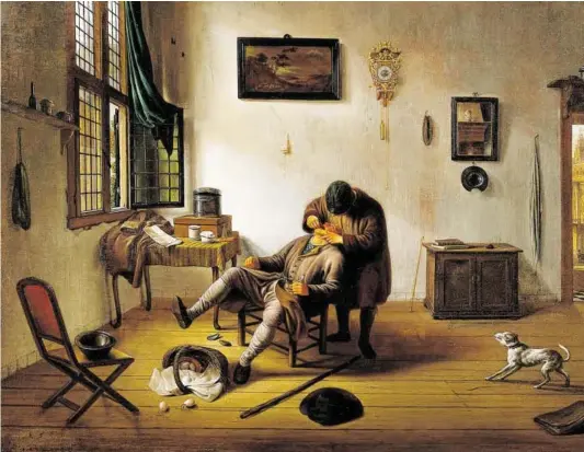  ?? BILDER: SN/WELLCOMECO­LLECTION ?? In diesem holländisc­hen Haushalt wurde zu Hause operiert. Der Patient schaut etwas verzweifel­t. Hendrik van der Burgh hat das Bild gemalt. Im Bild unten ist Napoleons silberne Zahnbürste zu sehen.