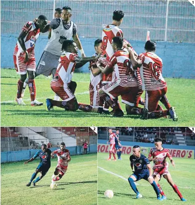  ?? FOTOS: EL HERALDO ?? (1) Celebració­n del gol en el tiempo de descuento del partido. (2) Meléndez pelea por la pelota con Foslyn Grant. (3) Vega recepciona y Meléndez le persigue.