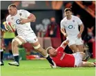  ??  ?? England’s Sam Underhill on the charge in a man of the match display in a 24-13 win over Wales.