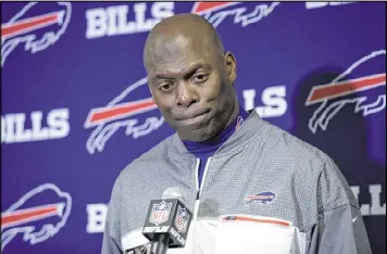  ?? AP ?? Anthony Lynn was promoted from running backs coach to offensive coordinato­r by the Bills this season, then was named interim head coach when Rex Ryan was fired.