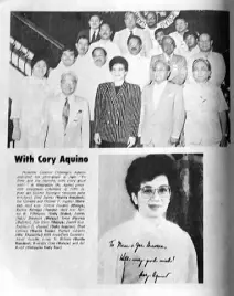  ??  ?? The late former President Corazon Aquino autographe­d a photo for Nene and Joe Guevara; President Corazon Aquino posed with newspaper columnists like Joe Guevara, Art Borjal, Louie Beltran, Emil Jurado, Orlando Aquino, Nelson Navarro, Ruther Batuigas,...