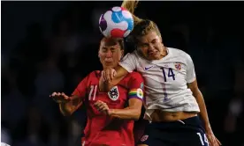  ?? Photograph: Eurasia Sport Images/Getty Images ?? Viki Schnaderbe­ck of Austria (left) is carrying a knee problem into the quarter-final.