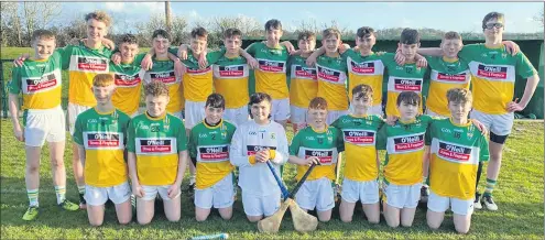  ?? ?? The Under 15 hurling team that played Fermoy on St Patrick’s Day.
