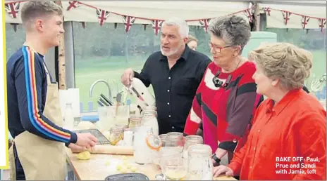  ??  ?? BAKE OFF: Paul, Prue and Sandi with Jamie, left