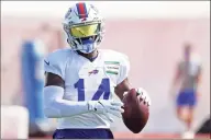  ?? James P. McCoy / Associated Press ?? Wide receiver Stefon Diggs will make his Bills debut Sunday against the Jets.