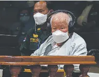  ?? EXTRAORDIN­ARY CHAMBERS IN THE COURTS OF CAMBODIA PHOTO VIA AP ?? LAST FOR LIFE Khieu Samphan, former head of state of the Khmer Rouge, sits in a courtroom during a hearing at the United Nations-backed war crimes tribunal in Cambodia’s capital Phnom Penh on Thursday, Sept. 22, 2022.