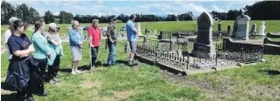  ?? PHOTO: SIMON HENDERSON ?? Cemetery discoverie­s . . . Some local residents observe a blessing and prayer ceremony at Drybread Cemetery on Monday, before archaeolog­ical work began.