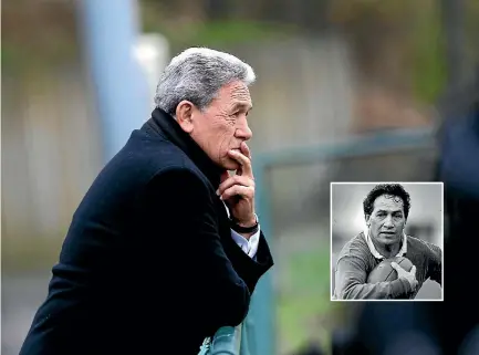  ?? PHOTO: GETTY IMAGES ?? Winston Peters, inset in his playing days, promises to put New Zealand first in his new role as All Blacks coach.