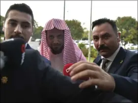  ??  ?? Saudi Arabia’s top prosecutor Saud al-Mojeb walks to board a plane to leave Turkey, in Istanbul, on Wednesday. DHA VIA AP