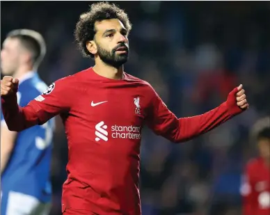  ?? PIC: SKYSPORTS ?? Goal-getter: Mo Salah came off the bench to score a second-half hat-trick