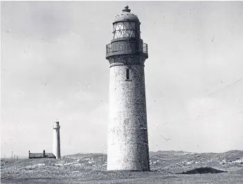  ??  ?? This was taken in 1954 and shows the Upper Lighthouse at Buddon Ness. You can see the remains of the 1753 lighthouse forming the north gable of the keeper’s house.
