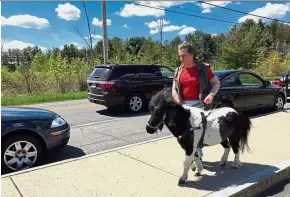  ??  ?? Special bond: Edie taking Panda for a walk near her home in Albany, New York. — AP