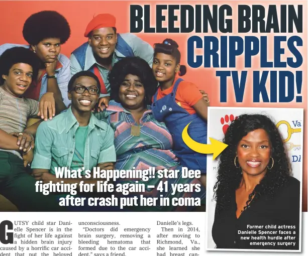  ??  ?? Former child actress Danielle Spencer faces a new health hurdle afteremerg­ency surgery