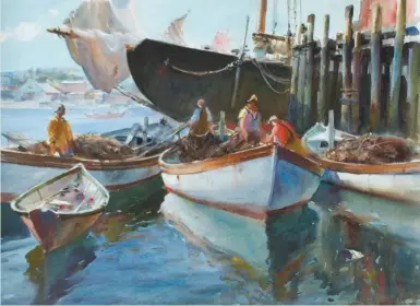  ??  ?? James Milton Sessions (1882-1962), Marine Harbor. Watercolor, 22 x 30 in., signed lower left. A.J. Kollar Fine Paintings, LLC.