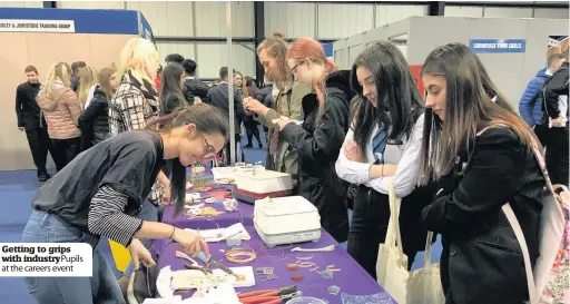  ??  ?? Getting to grips with industry Pupils at the careers event