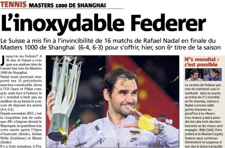  ?? AFP) ?? A  ans, Roger Federer continue de garnir sa collection de trophées.(Photos