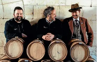  ??  ?? NZ Whisky Collection cellar door manager Matthew Wicks, general manager Grant Finn and master blender James Mackenzie.