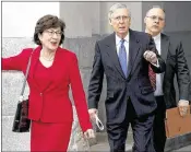  ?? WIN MCNAMEE / GETTY IMAGES ?? Republican U.S. Sen. Susan Collins of Maine voiced reservatio­ns Friday about the House’s bill to replace the Affordable Care Act; Senate Majority Leader Mitch McConnell of Kentucky (center) plans to use special rules that require only a simple majority...