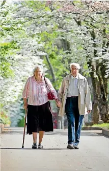  ?? AP ?? Georg von Tiesenhaus­en and wife Asta in Huntsville, Alabama, in 2012. He moved there after the war to join Wernher von Braun’s team of German rocket scientists leading the US space programme.