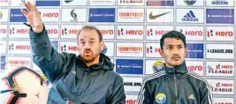  ??  ?? Real Kashmir Football Club Head Coach David Roberston speaks during a press conference ahead of the ‘I-league 2018-19’ match in Srinagar on Saturday