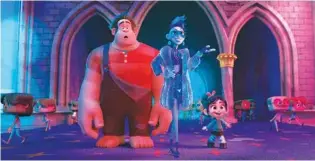  ?? DISNEY VIA THE ASSOCIATED PRESS ?? From left, Ralph, voiced by John C. Reilly; Yess, voiced by Taraji P. Henson; and Vanellope von Schweetz, voiced by Sarah Silverman, in a scene from “Ralph Breaks the Internet.”