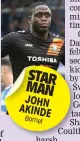  ??  ?? STAR MAN JOHN AKINDE Barnet