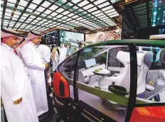  ?? Ahmed Ramzan/ Gulf News ?? An autonomous car at Etisalat stand. With IoT, Araque said that buildings can save between 20 per cent and 40 per cent of electricit­y.