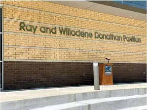  ?? The Sentinel-Record/John Anderson ?? ■ National Park College hosted a dedication ceremony for the Ray and Willodene Donathan Pavilion Friday outside the Student Commons building.