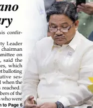  ?? GEREMY PINTOLO ?? NO MORE LEFT: Agrarian Reform Secretary Rafael Mariano, the last leftist member of the Duterte Cabinet, waits as the Commission on Appointmen­ts decides his fate at the Senate yesterday.