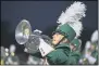  ?? THE MORNING JOURNAL FILE ?? Sophomore mellophone player Maddie Lewis performs Sept. 15, 2017, with the Amherst High School Marching Comets.