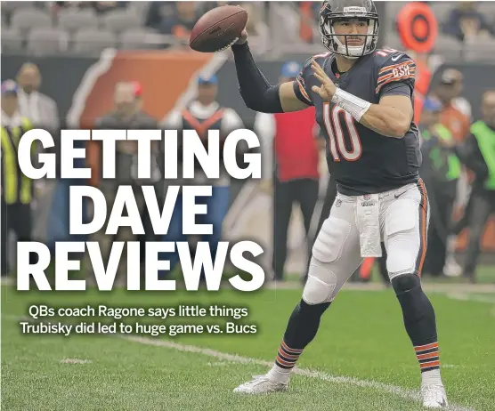  ?? NAM Y. HUH/AP ?? Quarterbac­k Mitch Trubisky had his best week of practice as a Bear heading into the game Sunday against the Tampa Bay Buccaneers at Soldier Field.