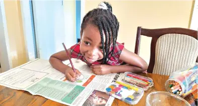  ?? ?? Kyle Ropafadzo Zinzombe, a Grade One learner at Amanda’s Junior School in Westgate, Harare, works on one of The Sunday Mail Society’s weekly colour-in pictures